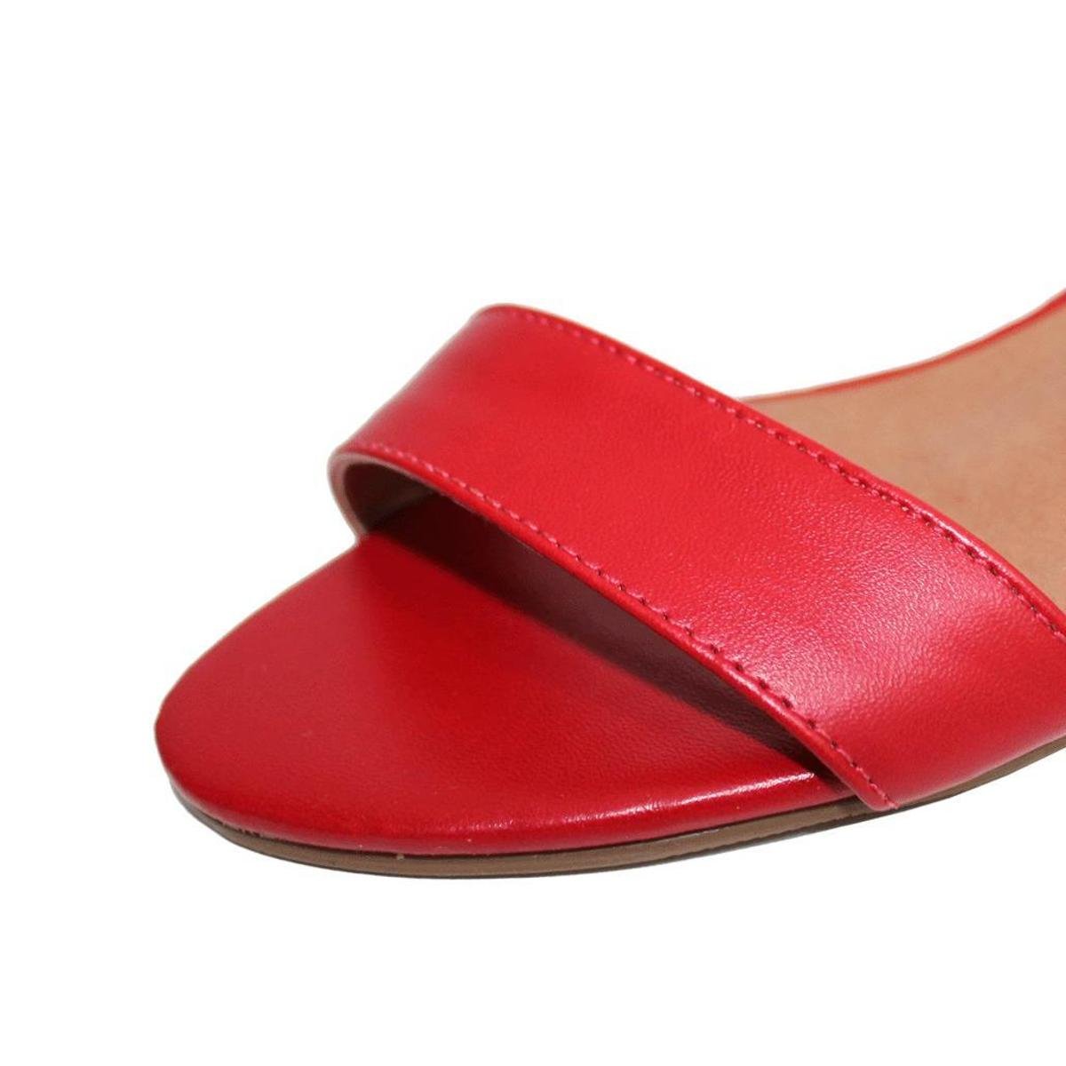 Sandália Salto Baixo Grosso 3cm Luiza Sobreira Vermelha 2139