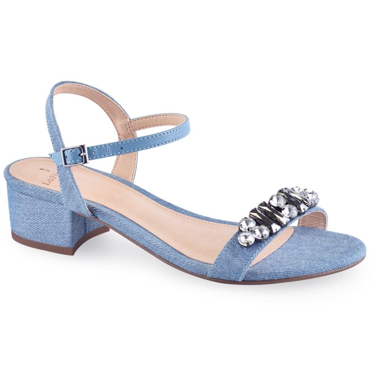 Sandália Salto Baixo Jeans La Femme Feminina - Azul | Zattini