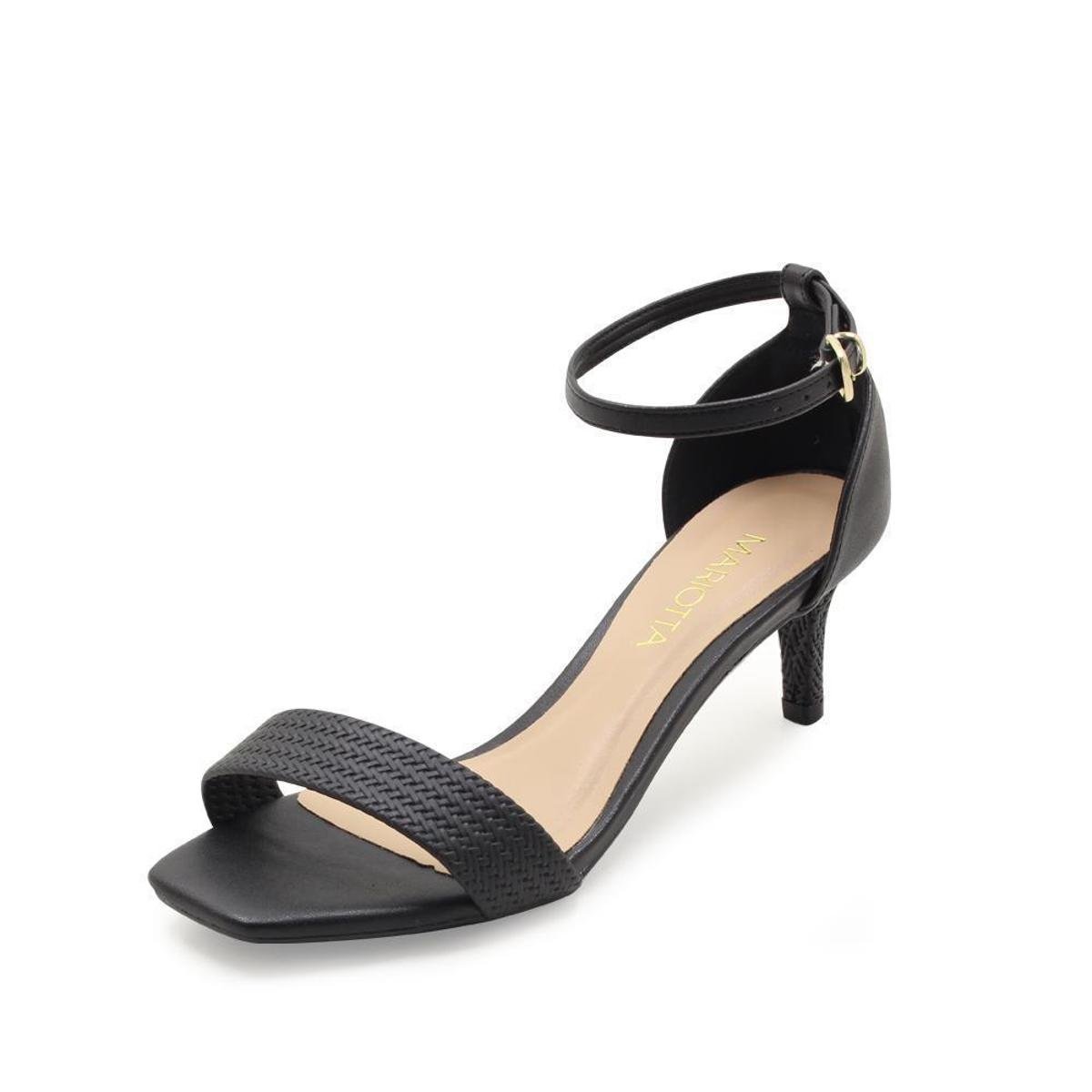 Sandália Salto Baixo Mariotta Tecido Feminino - Preto | Zattini