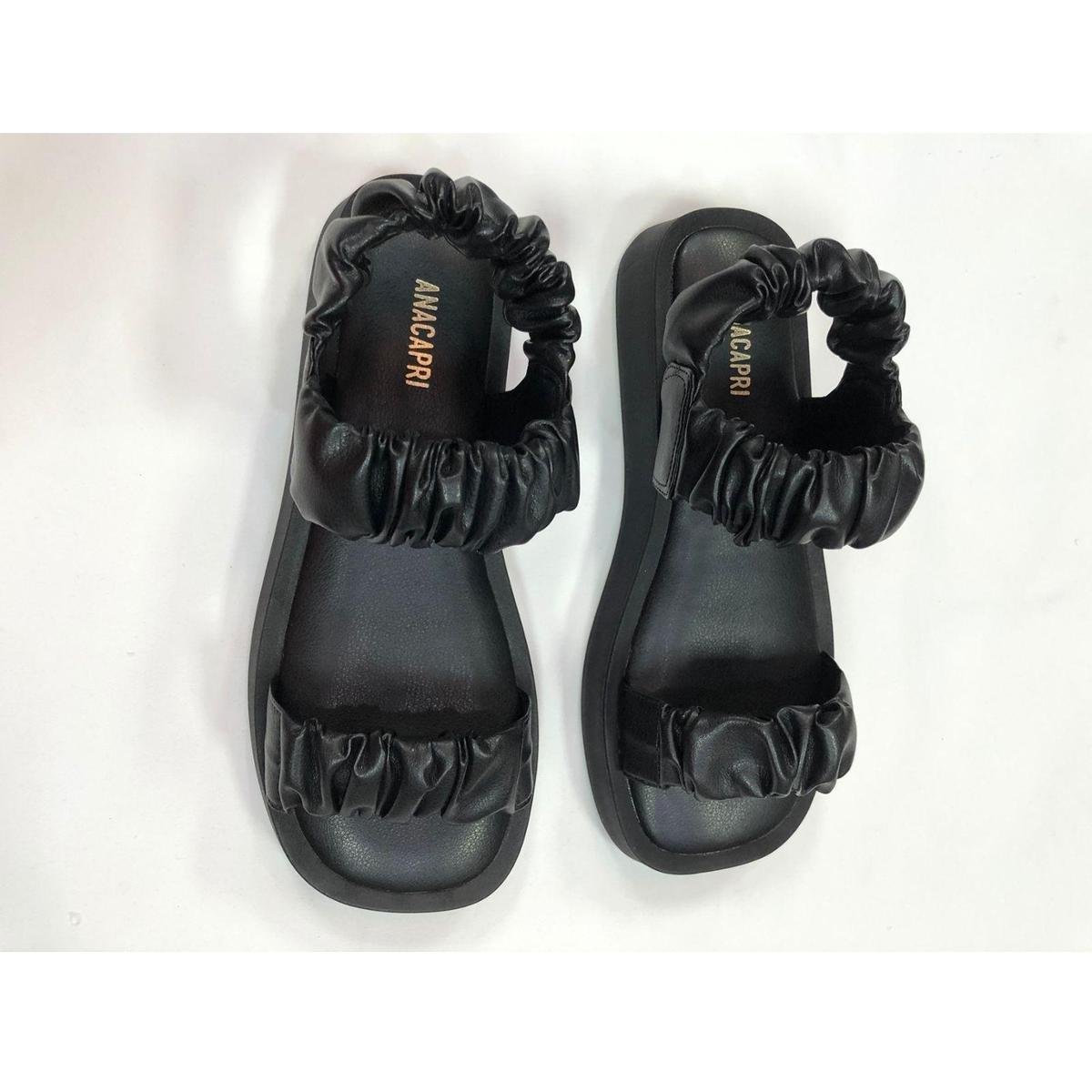Sandalia Salto Baixo Soft Anacapri Original + NF - Preto Menor preço em Sandalia Salto Baixo Soft Anacapri Original + NF - Preto