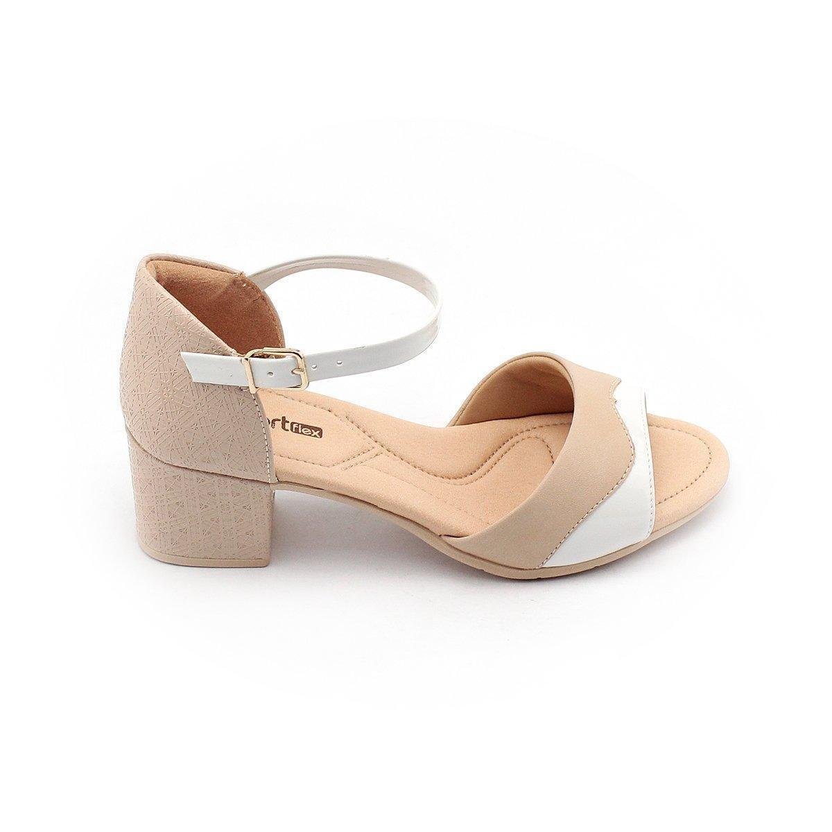 Sandália Salto Bloco Comfortflex Feminina - Nude | Zattini