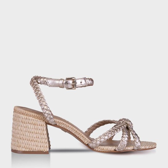 Sandália Salto Bloco Corda Dourada 39 Zattini