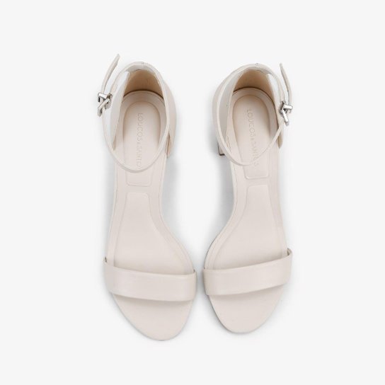 Sandália Salto Bloco em Couro Off White Loucos e Santos