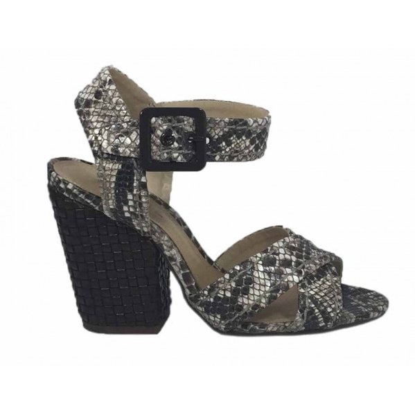 Sandália Salto Bloco Glitter Prata | Schutz