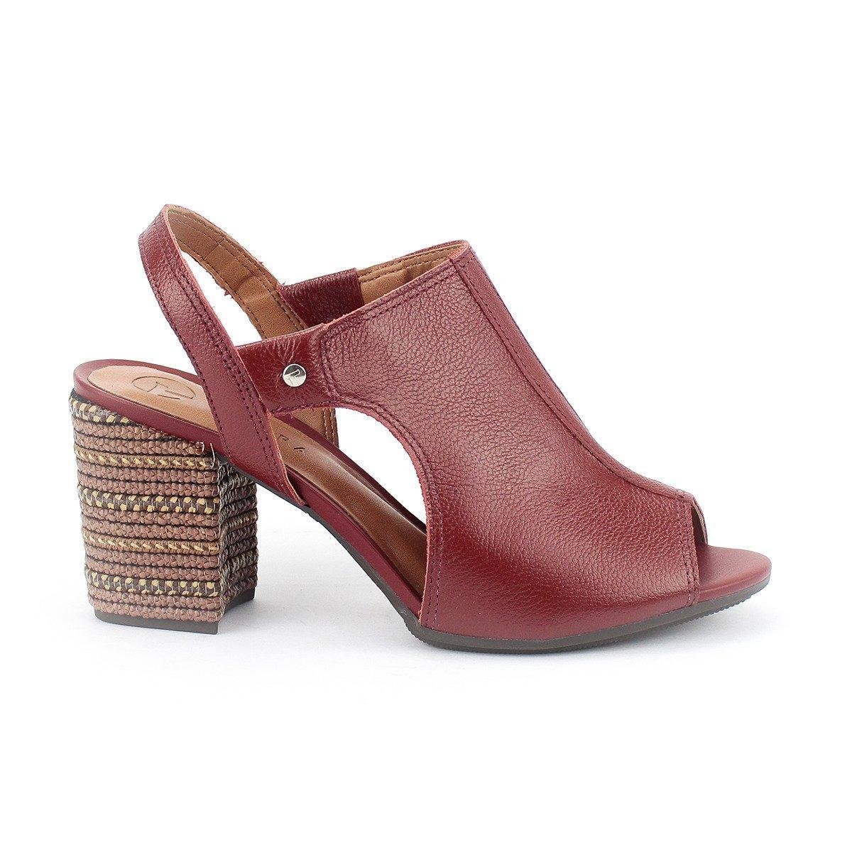 Sandália Salto Bloco Tanara - Vinho Menor preço em Sandália Salto Bloco Tanara - Vinho