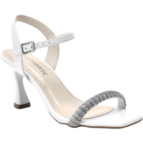 Sandália Salto Fino Médio Strass Tendência Moda Verão 166-009 Via