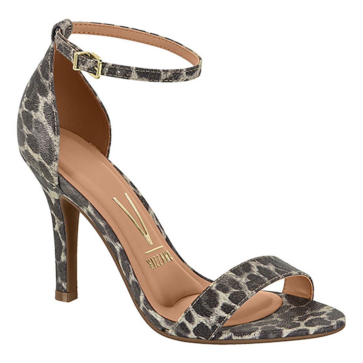Sandália Salto Fino Vizzano Animal Print - Preto Menor preço em Sandália Salto Fino Vizzano Animal Print - Preto