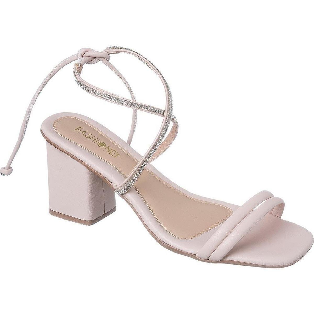 Sandália Salto Grosso De Amarrar Tiras Tornozelo Lançamento Zattini