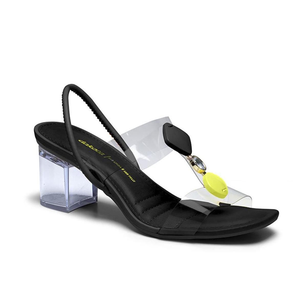 Sandália Salto Médio Transparente Feminina Dakota Preta - Z8871 - Preto |  Zattini