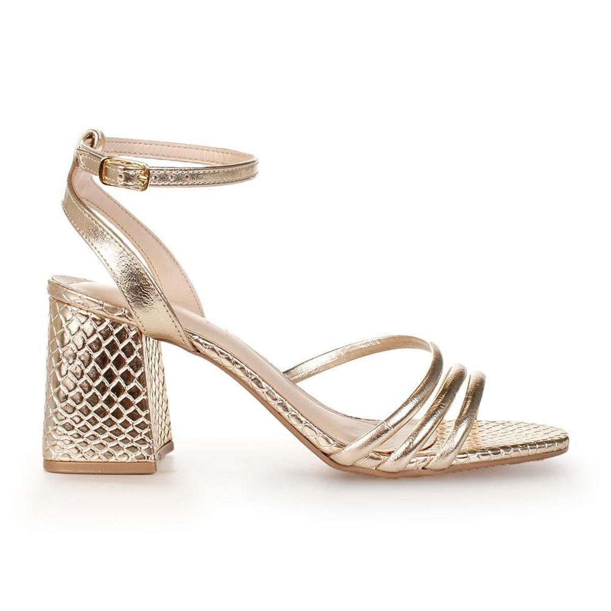 Sandália Salto Médio Via Marte Scales Dourado - Feminino 37 - Dourado |  Zattini