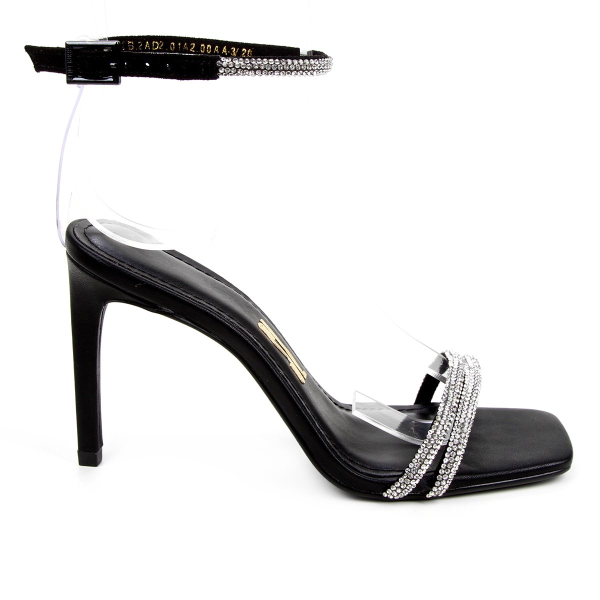 Sandália Santa Lolla Salto Alto Tiras Strass Feminina - Preto | Zattini