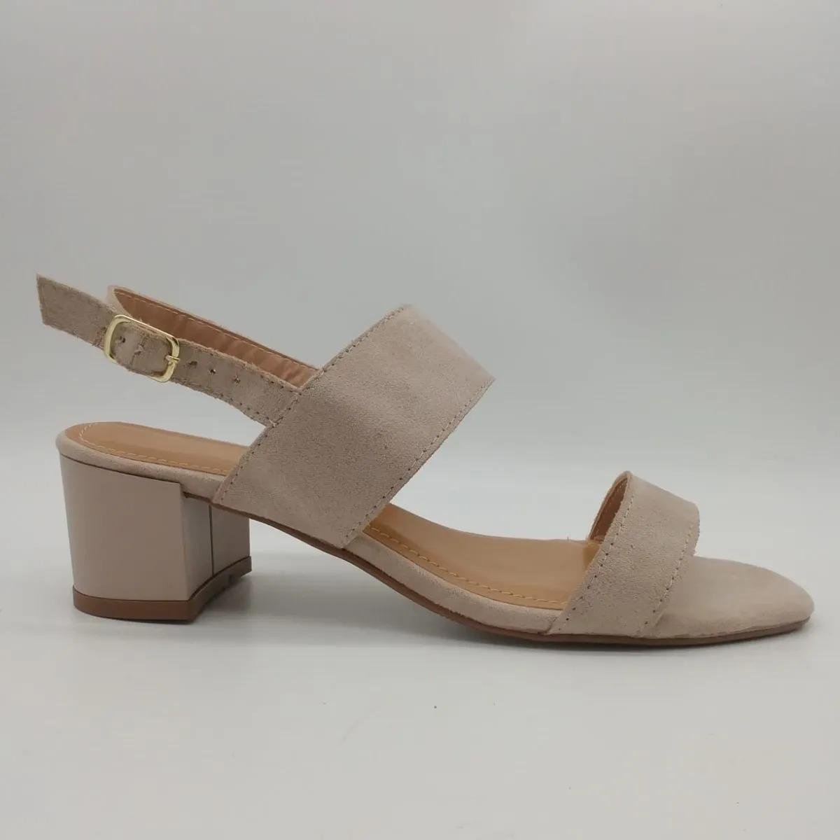 Sandália Sapatos Feminino Salto Baixo Conforto Macio - Bege Menor preço em Sandália Sapatos Feminino Salto Baixo Conforto Macio - Bege