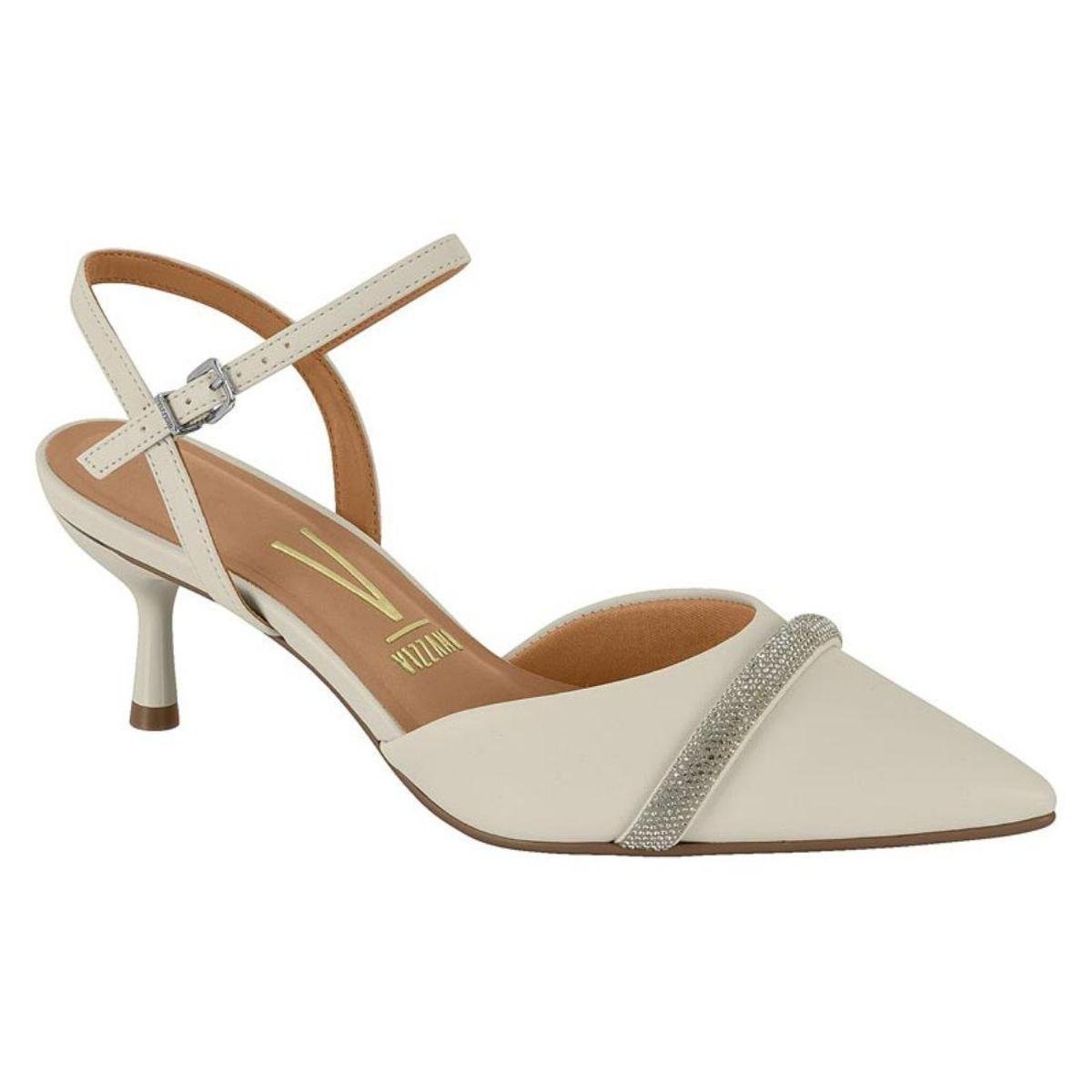 Sandália Scarpin Feminina Vizzano Salto Baixo Bico Fino - Branco | Zattini