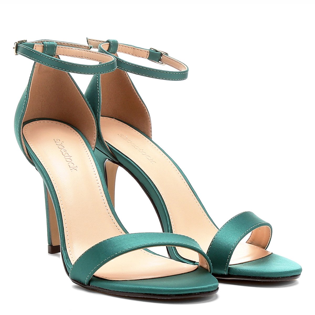 Sandália Shoestock Cetim Festa Salto Alto - Verde | Zattini