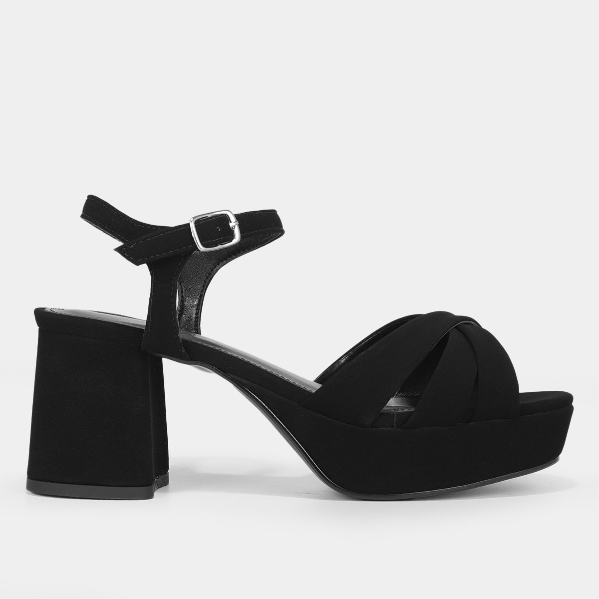 Sandália Shoestock Meia Pata Tiras Feminina - Preto Menor preço em Sandália Shoestock Meia Pata Tiras Feminina - Preto