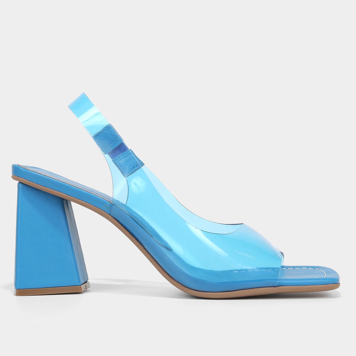 Sandália Shoestock Peep Toe Slingback Vinil Feminina - Azul Menor preço em Sandália Shoestock Peep Toe Slingback Vinil Feminina - Azul