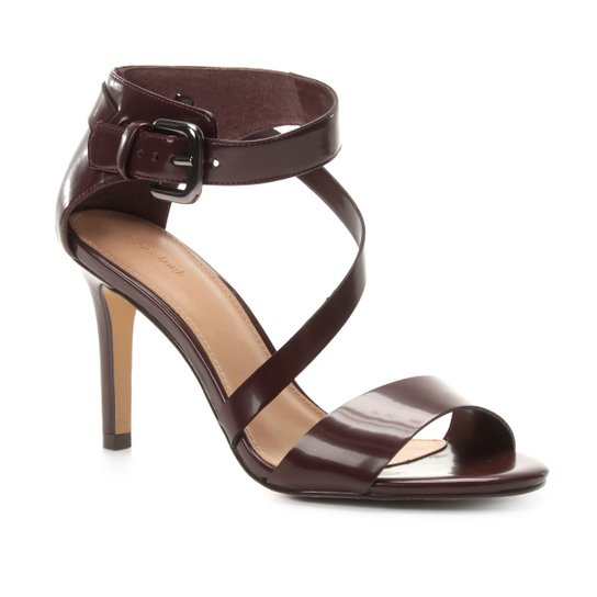 Sandália Shoestock Salto Fino Tiras Feminina - Vinho