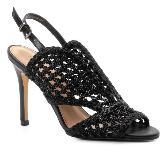 Sandália Shoestock Salto Fino Tressê Feminina - Preto