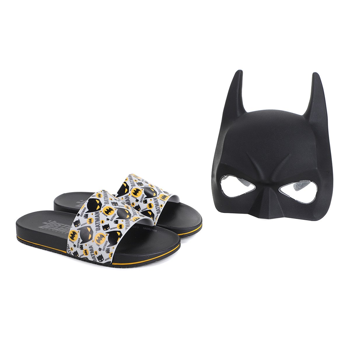 Sandália Slide Infantil Liga Da Justiça Power Icon Gaspea C/ Máscara - Preto+Cinza Menor preço em Sandália Slide Infantil Liga Da Justiça Power Icon Gaspea C/ Máscara - Preto+Cinza