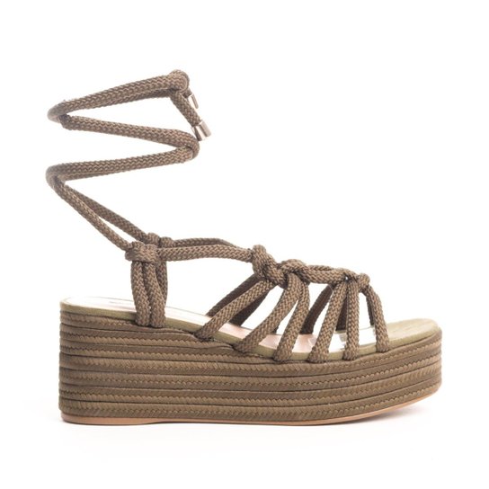 Sandália Sonho dos Pés Plataforma Macramê Amarração Feminina Zattini