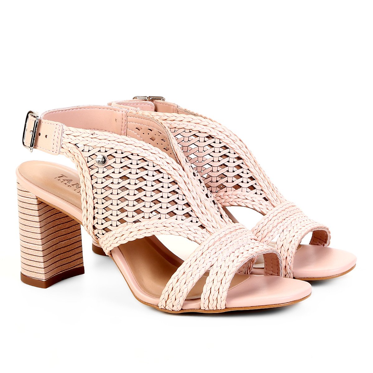 Sandália Tanara Salto Grosso Tressê Feminina - Nude | Zattini