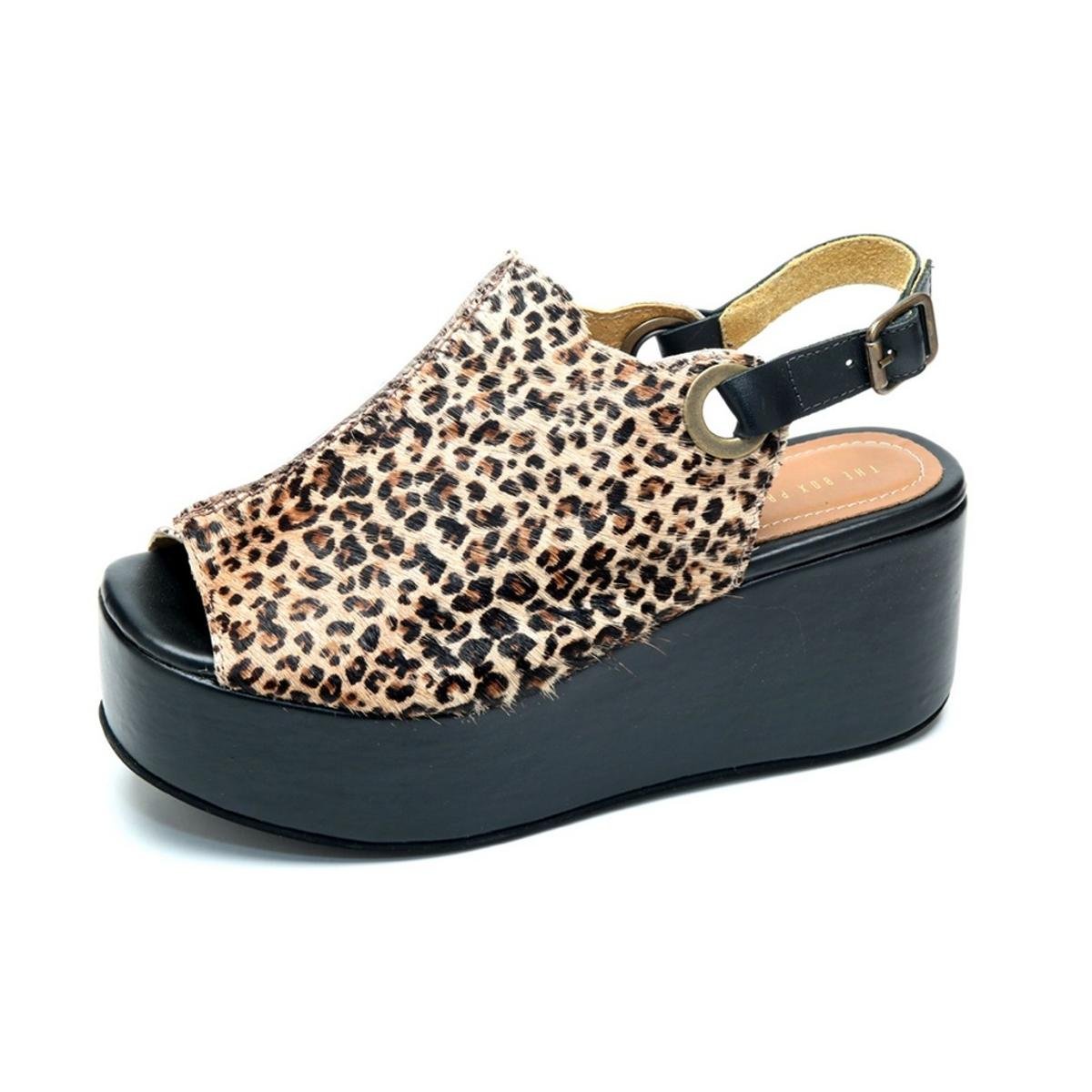 Sandália The Box Project Wild Coast Leopardo Feminina - Preto+Marrom |  Zattini