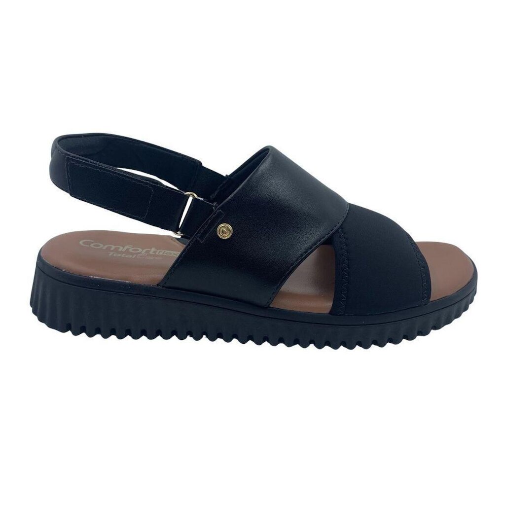 Sandália Total Care Comfortflex Calce Fácil Preta 2449401 - Preto 40