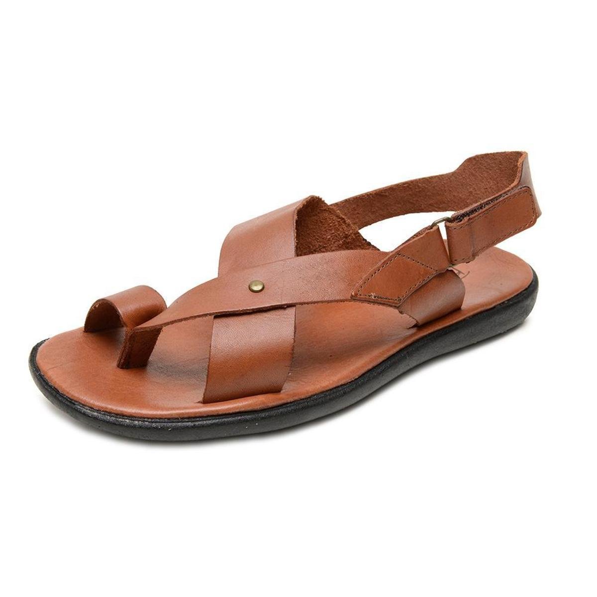 Sandalia Trançada Dedão Conforto de Couro Masculina Fechamento Tira Autocolante Sola Borracha Forte Menor preço em Sandalia Trançada Dedão Conforto de Couro Masculina Fechamento Tira Autocolante Sola Borracha Forte
