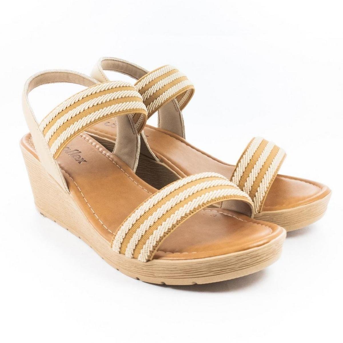 Sandália Usaflex Anabela Tiras Cor Bege - 36 - Bege Claro | Zattini