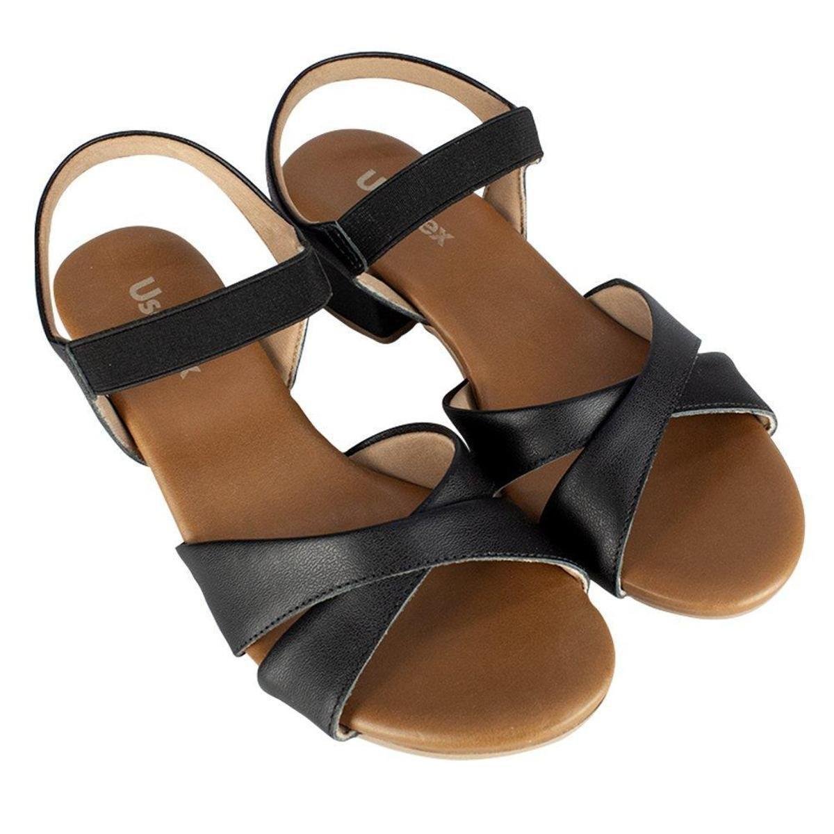 Sandália Usaflex Elastic Feminina - Marrom+Preto Menor preço em Sandália Usaflex Elastic Feminina - Marrom+Preto