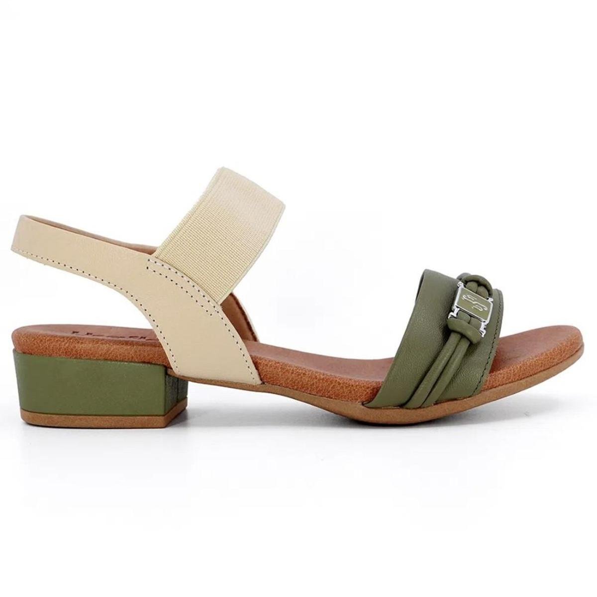 Sandália Usaflex Feminina Casual Bico Redondo Couro Fivela Elástico AI2706 - Verde escuro Menor preço em Sandália Usaflex Feminina Casual Bico Redondo Couro Fivela Elástico AI2706 - Verde escuro