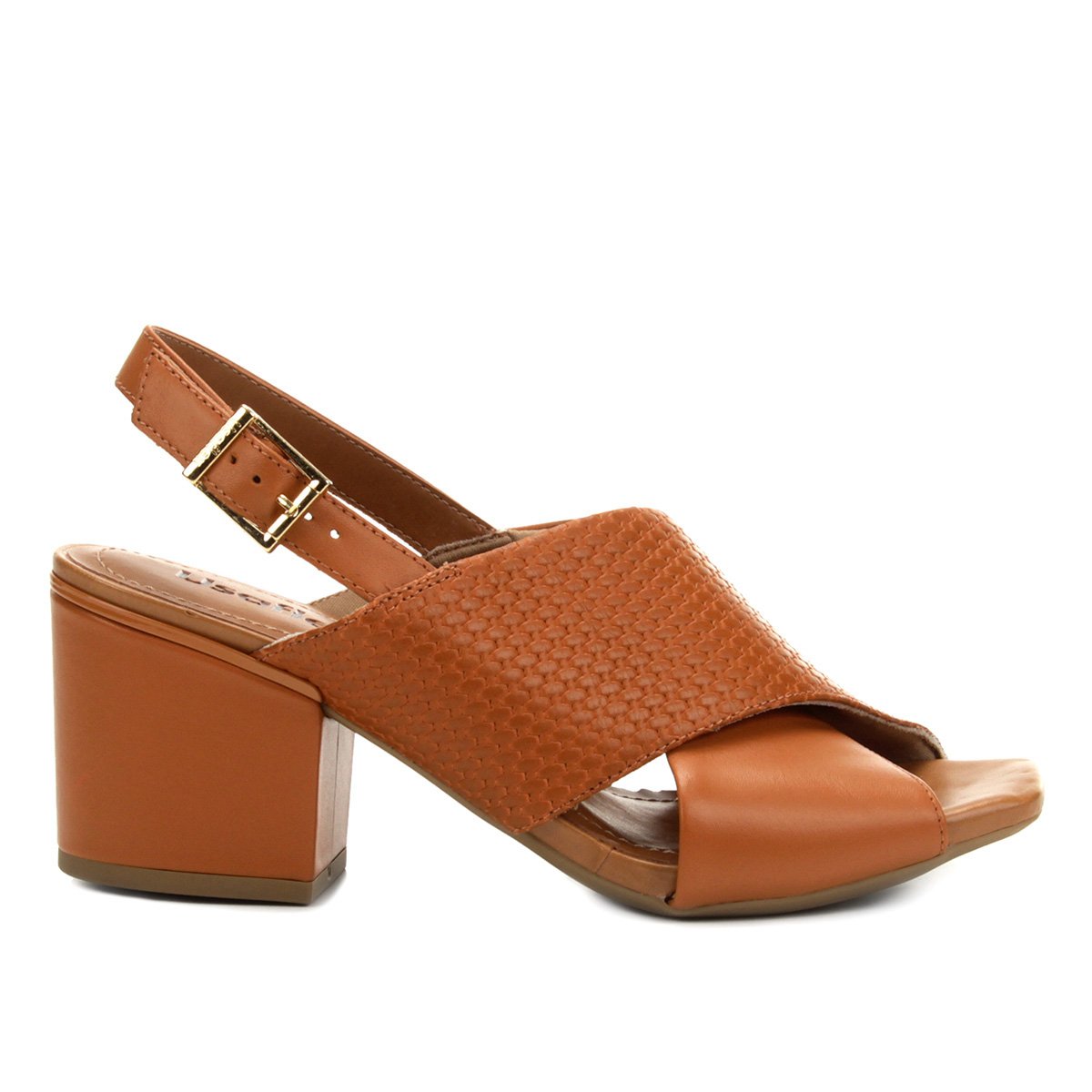 sandália usaflex salto grosso tressê feminina