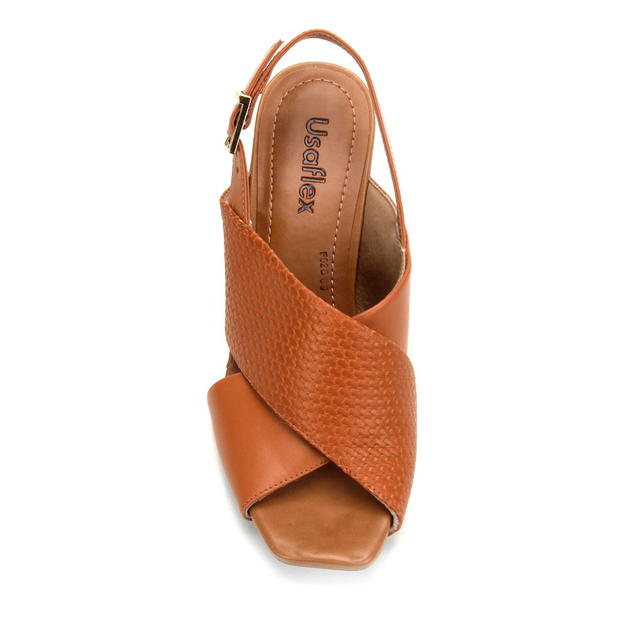 sandália usaflex salto grosso tressê feminina