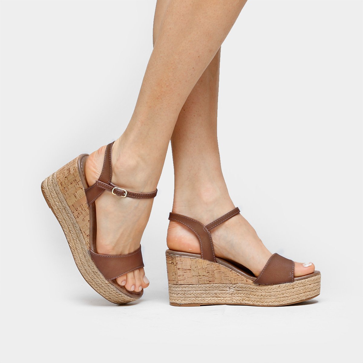 Sandália Via Marte Anabela Cortiça - Marrom Claro | Zattini