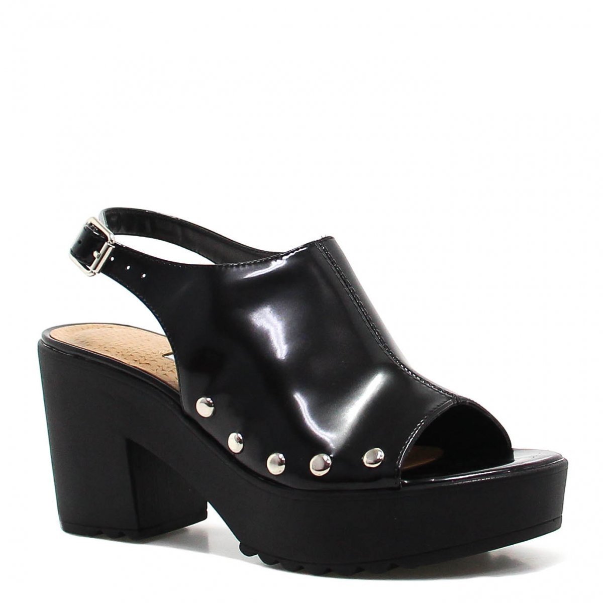 Sandália Via Marte Metais Plataforma - Preto Menor preço em Sandália Via Marte Metais Plataforma - Preto