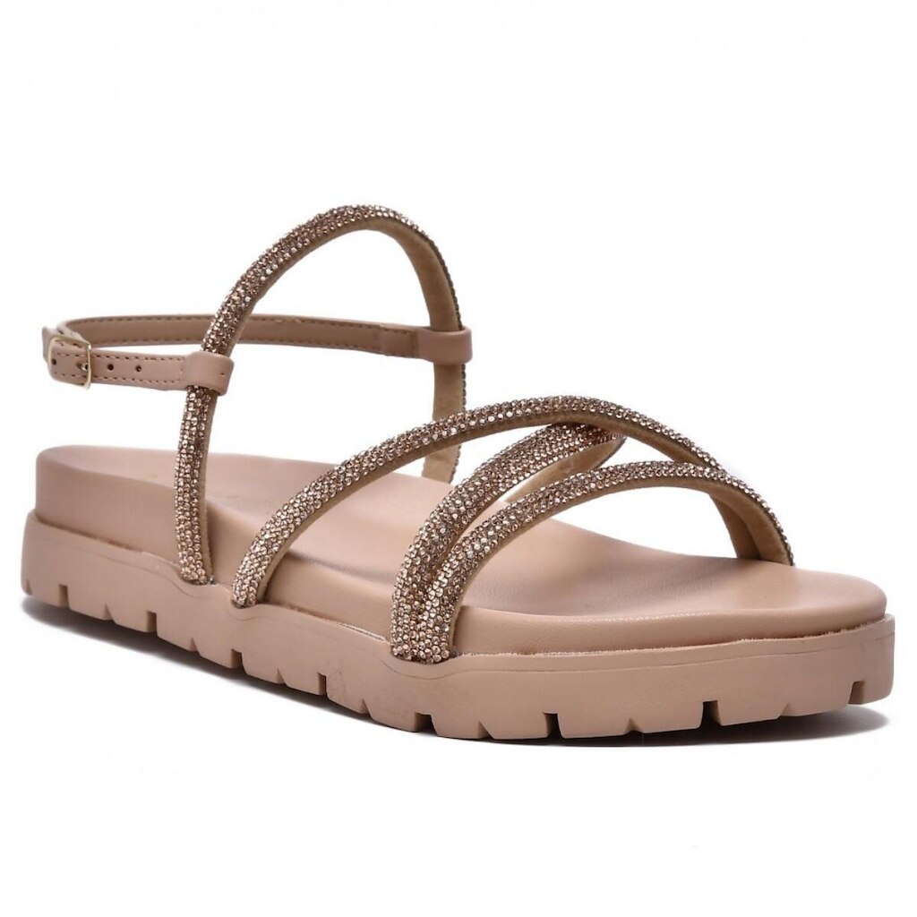 Sandalia Via Marte Papete Strass Brilho Feminina