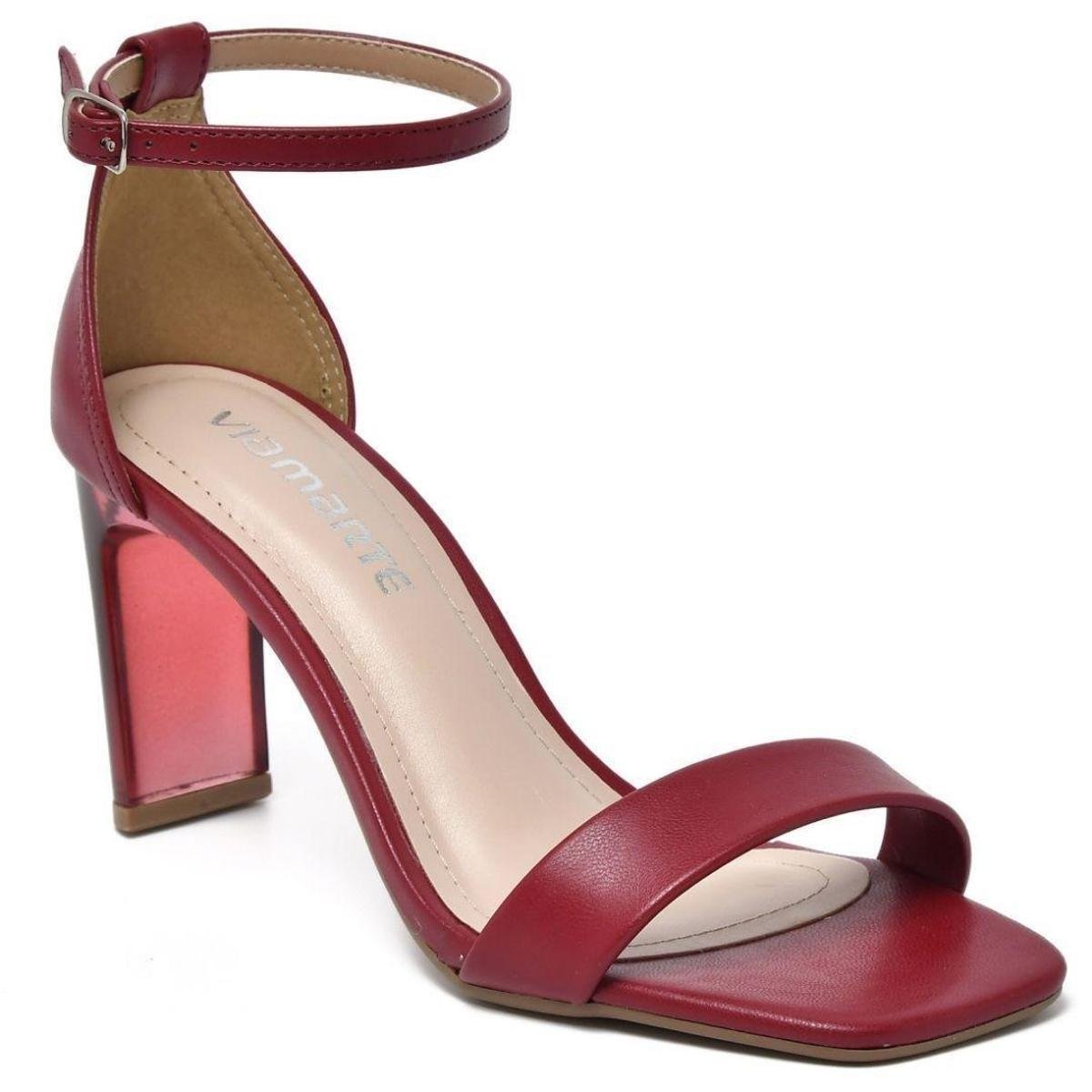 Via Marte Sandalia Vermelha Transparente Sandália Via Marte Salto