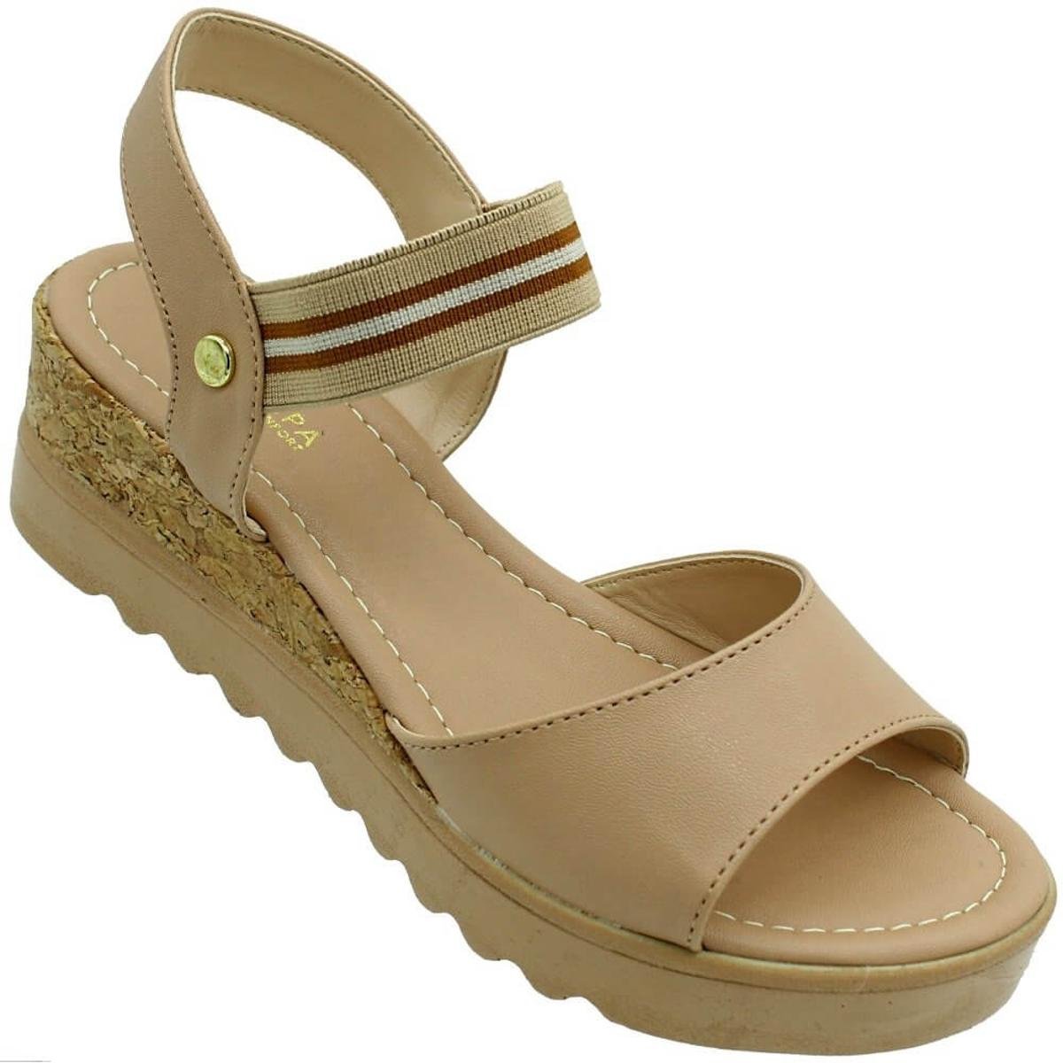 Sandália Via Scarpa Antique Napa Cortiça Feminina - Nude | Zattini