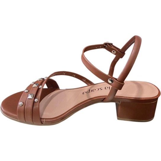 Sandalia Via Scarpa Tira Spikes Salto Baixo Feminino