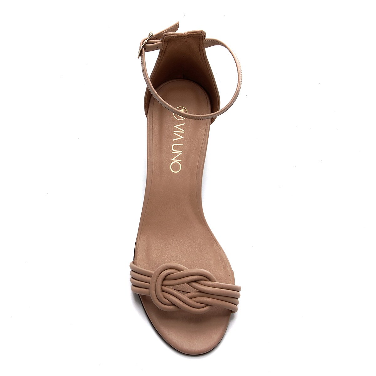 Sandália Via Uno Salto Bloco Nó Feminina - Nude | Zattini