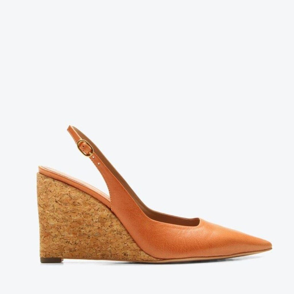 Sandalia Vicenza Slingback Anabela Louisa Caramelo