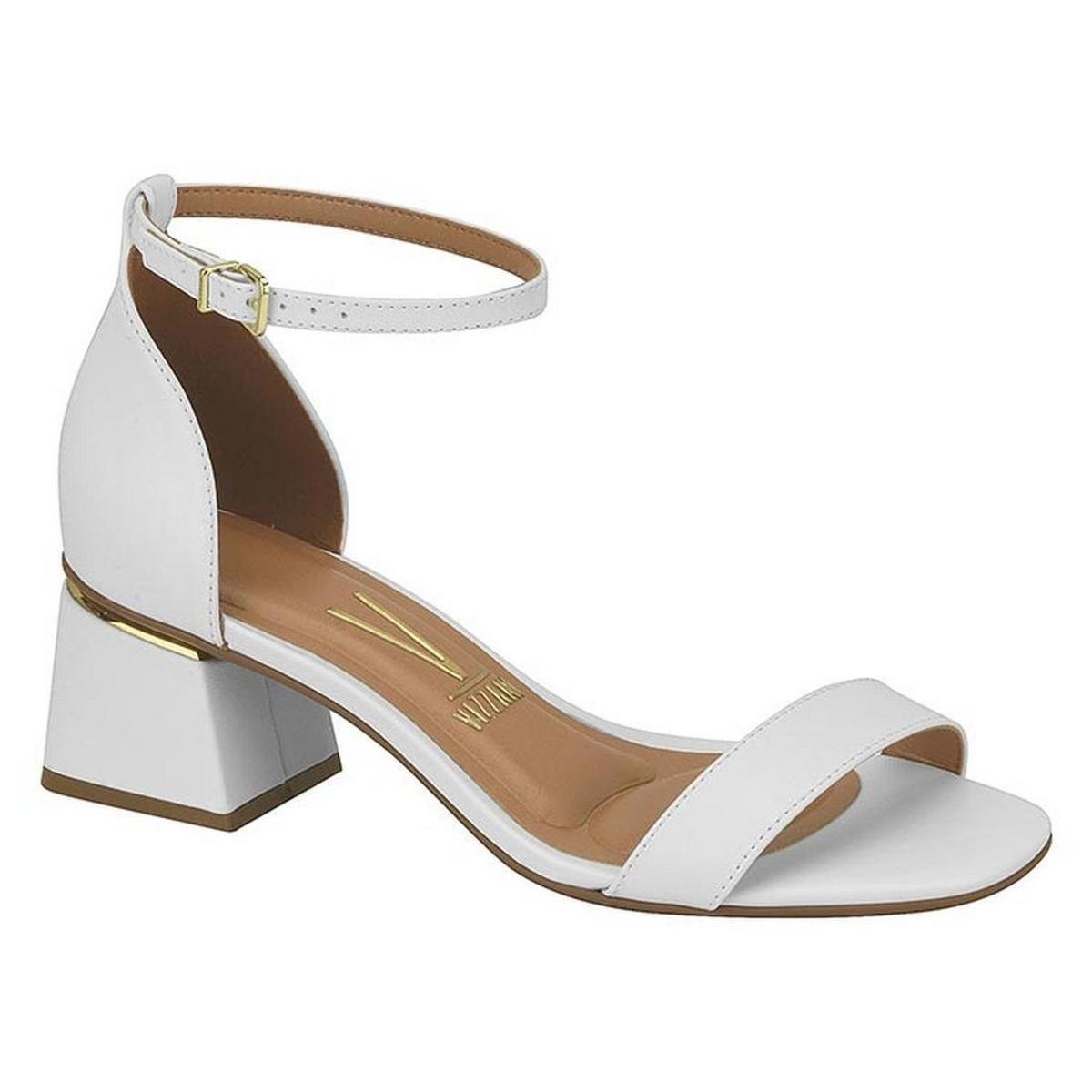 Sandália Vizzano 6428.141 Salto Grosso Fechada Atrás Branca - Branco ...