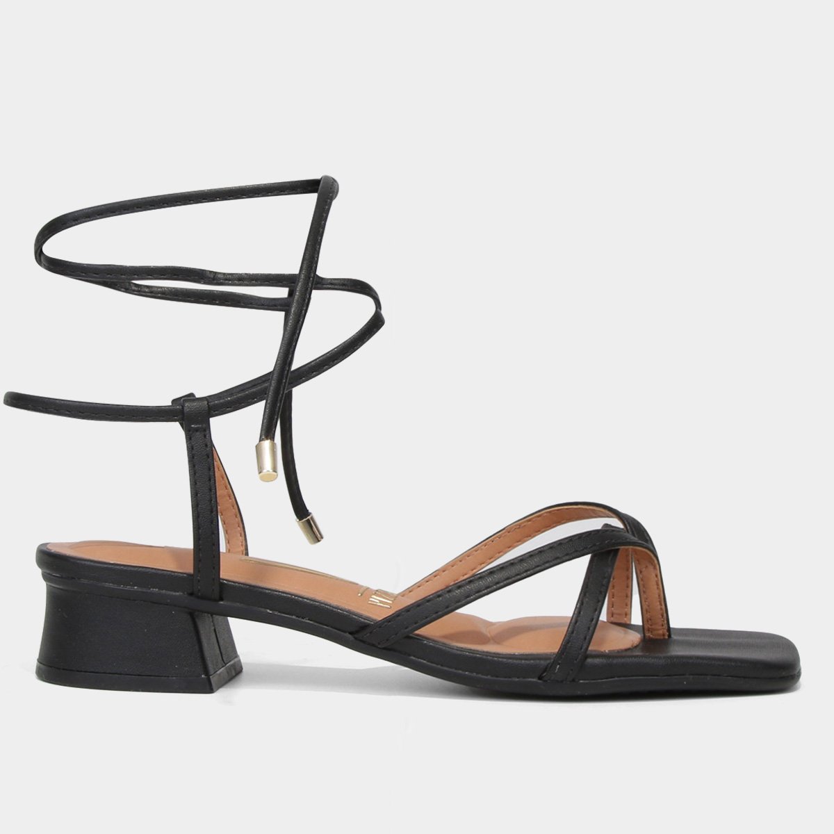 Sandália Vizzano Amarração Salto Baixo Feminina - Preto Menor preço em Sandália Vizzano Amarração Salto Baixo Feminina - Preto