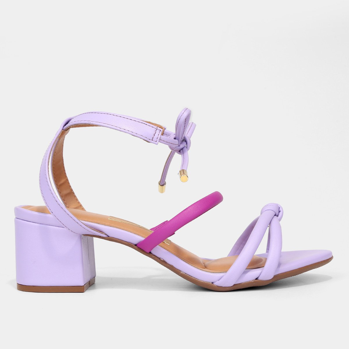 Sandália Vizzano Amarração Salto Baixo Feminina - Lilás Menor preço em Sandália Vizzano Amarração Salto Baixo Feminina - Lilás