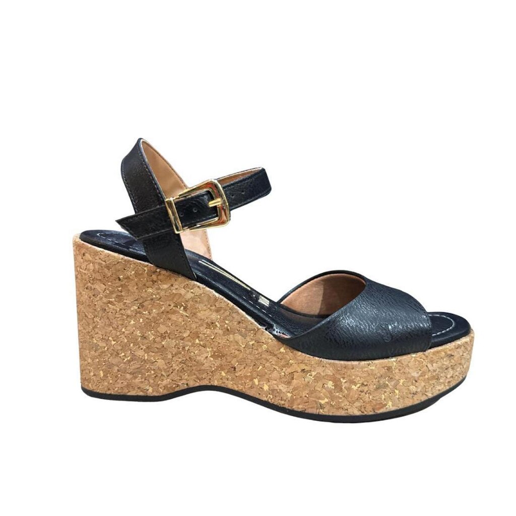 Sandália Vizzano Anabela 6575.100 Feminina 8cm Salto Preto
