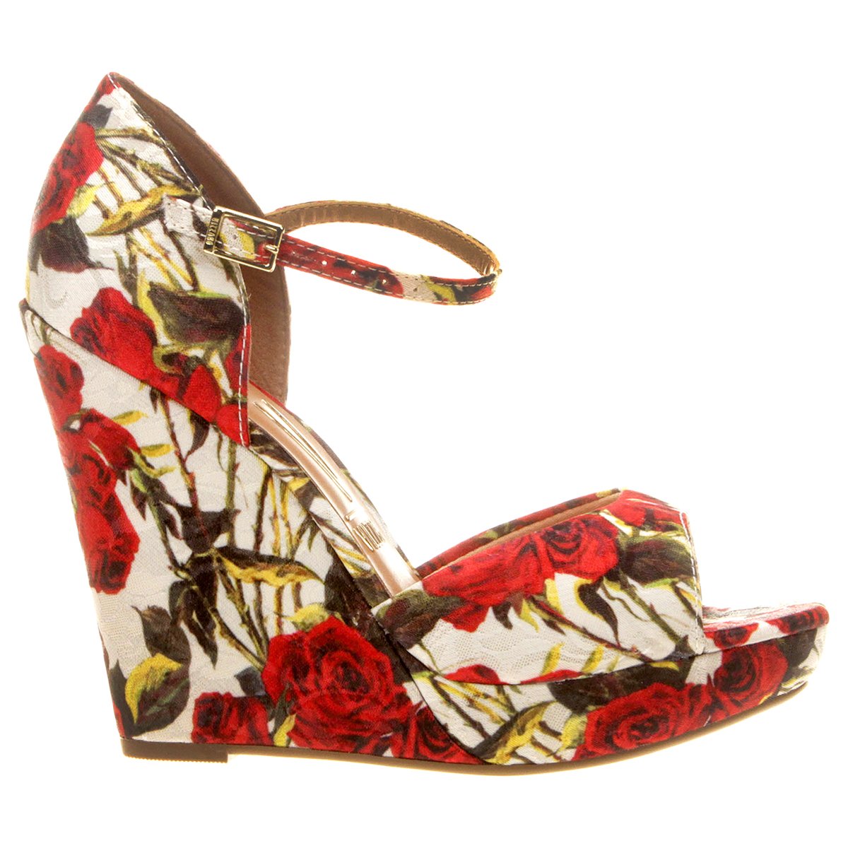 Sandália Vizzano Anabela Floral - Vermelho | Zattini