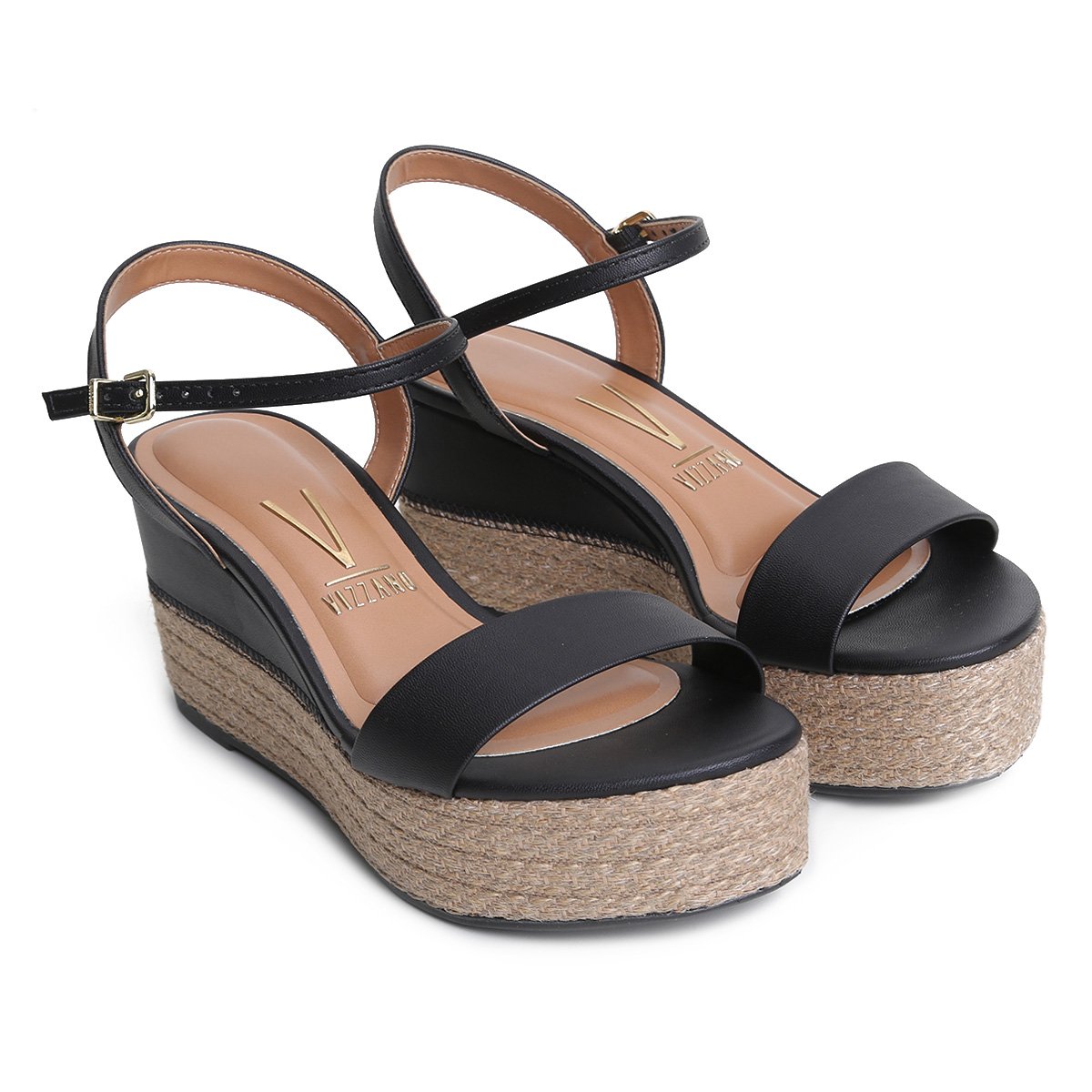 Sandália Vizzano Flatform Corda Feminina - Preto | Zattini