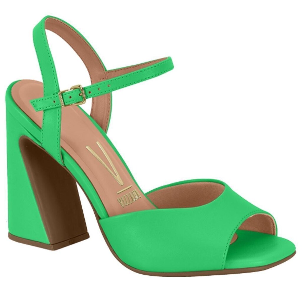 Sandalia Vizzano Salto Alto Grosso Geometrico Feminino Macio - Verde - 40