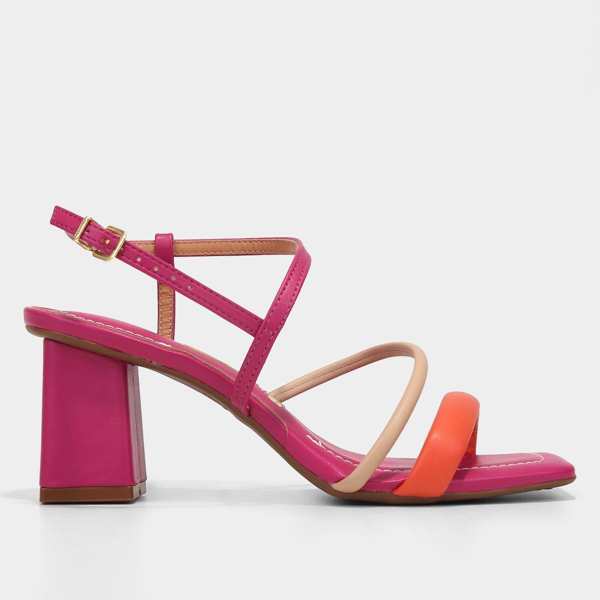 Sandália Vizzano Salto Bloco Bico Quadrado Feminina - Rosa Menor preço em Sandália Vizzano Salto Bloco Bico Quadrado Feminina - Rosa