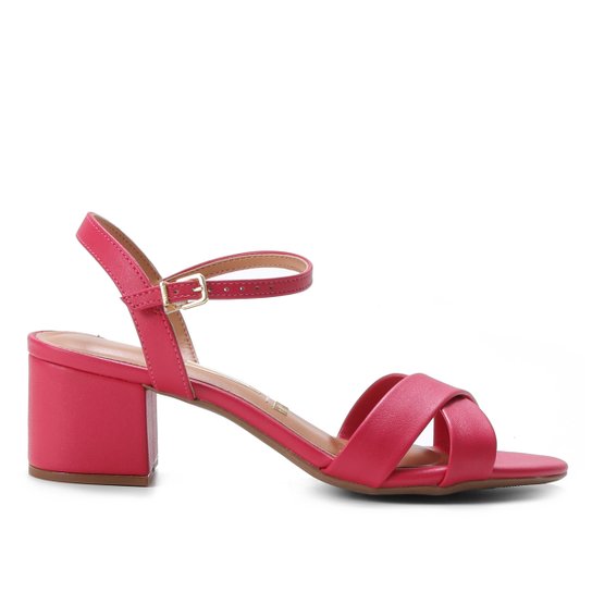 Sandália Vizzano Salto Bloco Médio Feminina - Vermelho